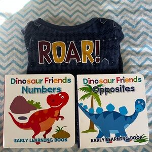 Baby Dinosaur Books and Roar Long Sleeved Onesie Bundle Opposites Numbers Gift